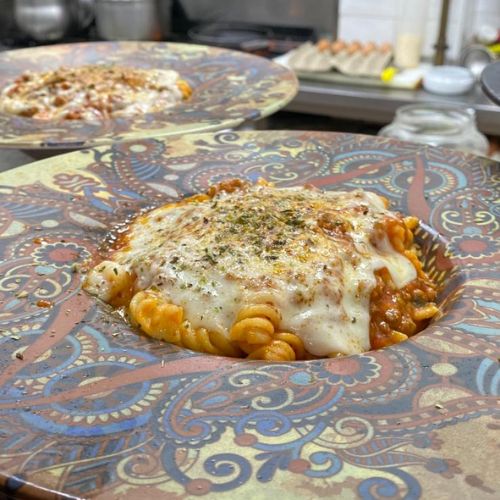 Fusilli de la Carbonara con queso gratinado